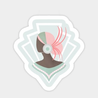 Art Deco lady with pink hair Sticker